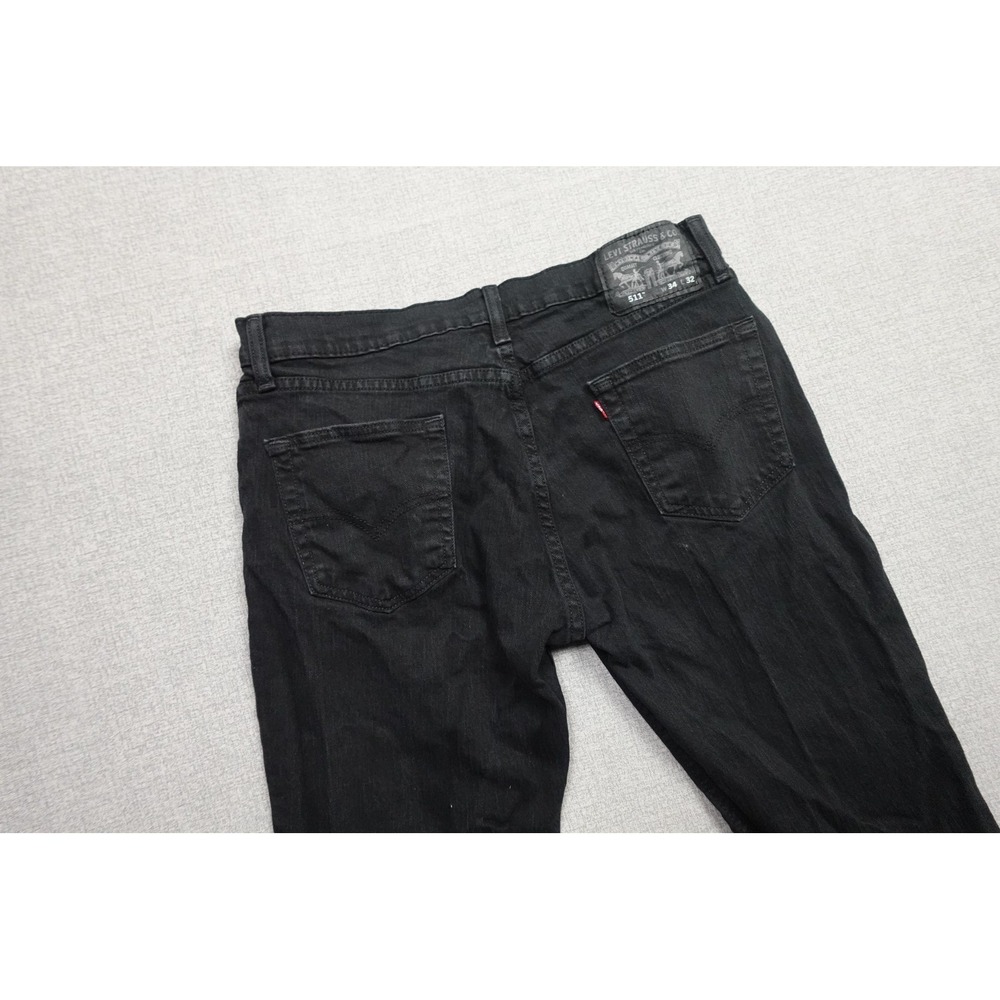 Levi's 511 Slim Fit Jeans Mens 34x32 Black Dark Wash Denim Straight Leg Pants